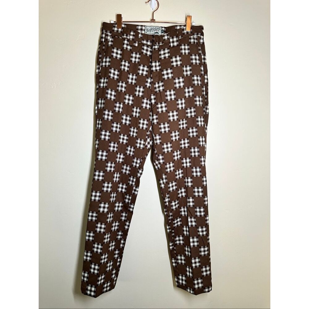 Bogey Boys Macklemore Brown Checkered Golf Pants Size 28 New